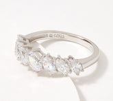 Diamonique Oval-Cut Graduated Band Ring Platinum Clad Sterling Silver, Size 7